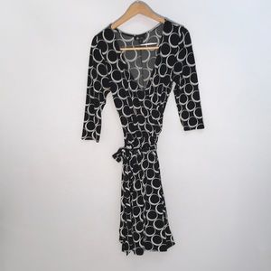 Black and White A-line wrap dress